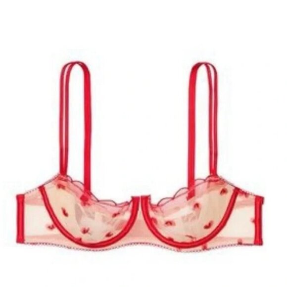 New! Victoria's Secret Heart Applique Wicked Unlined Balconette Bra 4904 - Picture 1 of 8